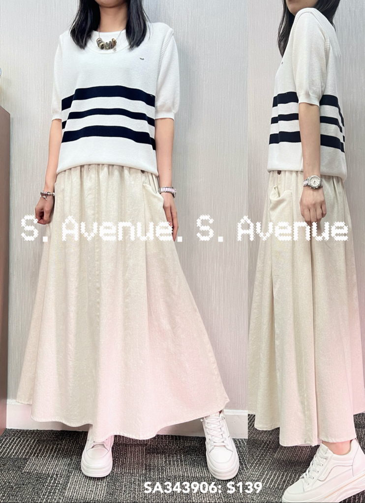 SA343906: 短袖間條假兩件線top