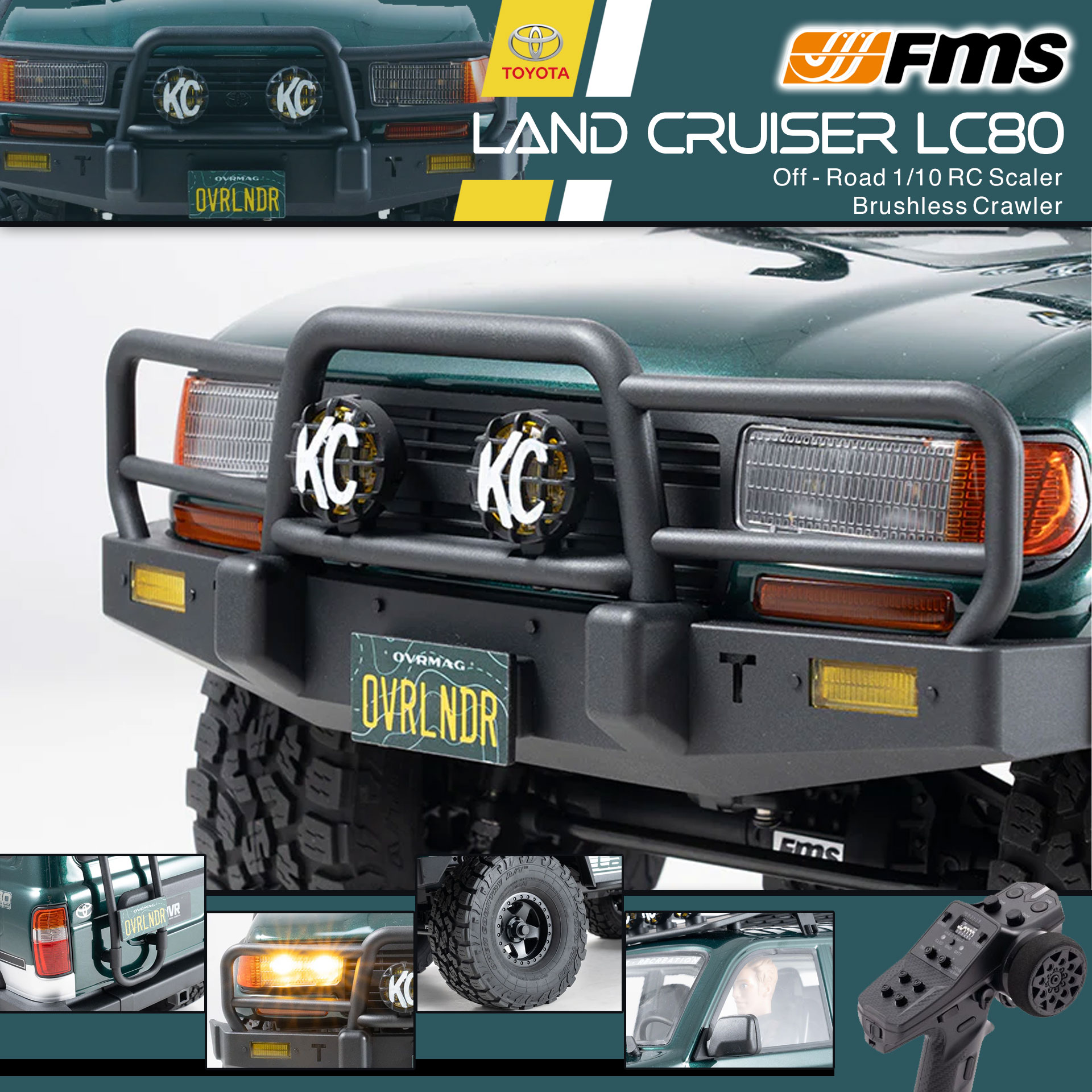全新 FMS 1:10 LAND CRUISER 80 無刷攀爬車 | FCX10 | LC80 | TOYOTA 授權 | 4輪驅動 | 3541 KV1200 無刷電機 | 雙速變速機械波箱