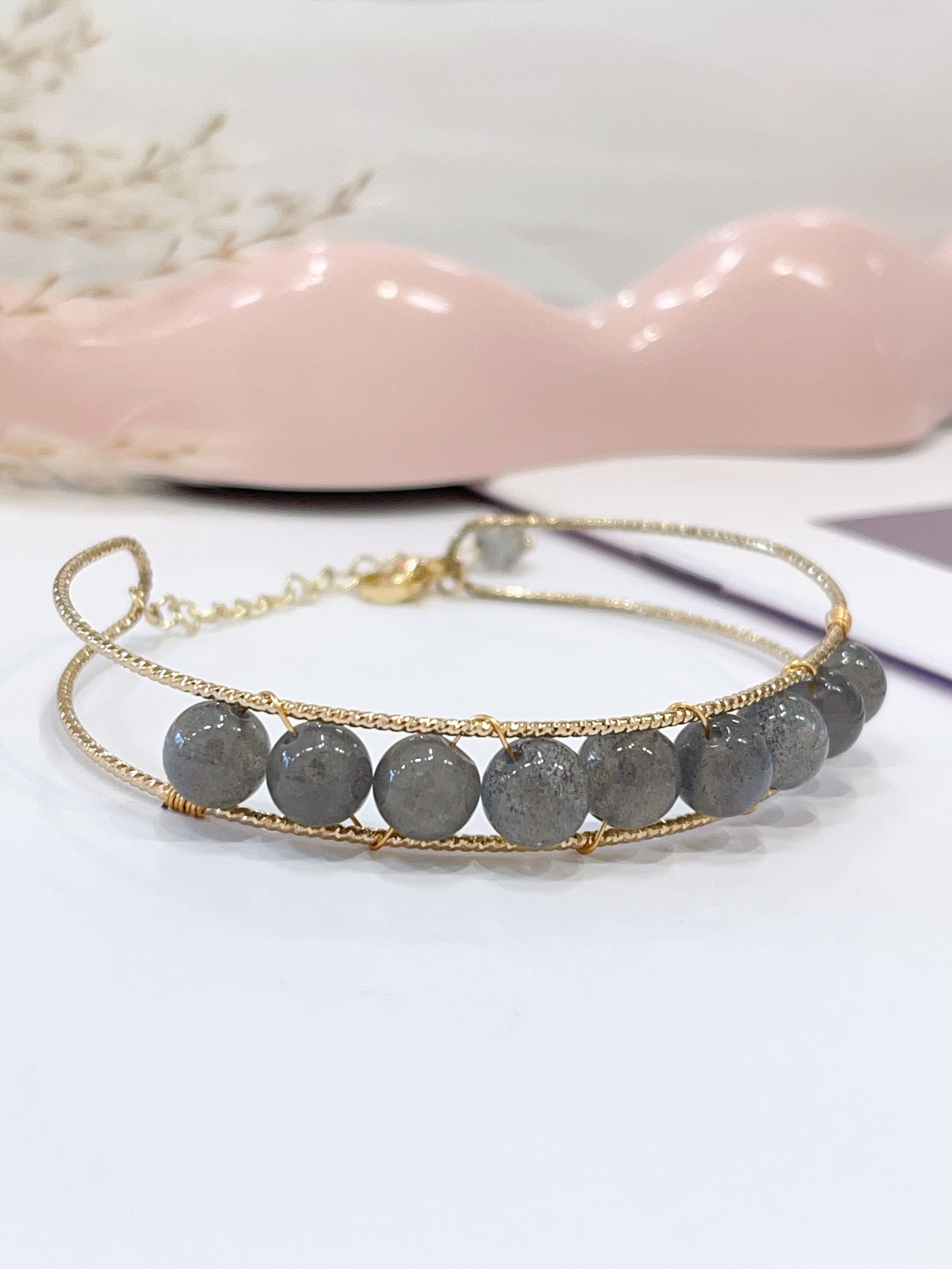 🌙✨ 月光石半镯框手串 Moonstone Half Bangle Frame Bracelet 