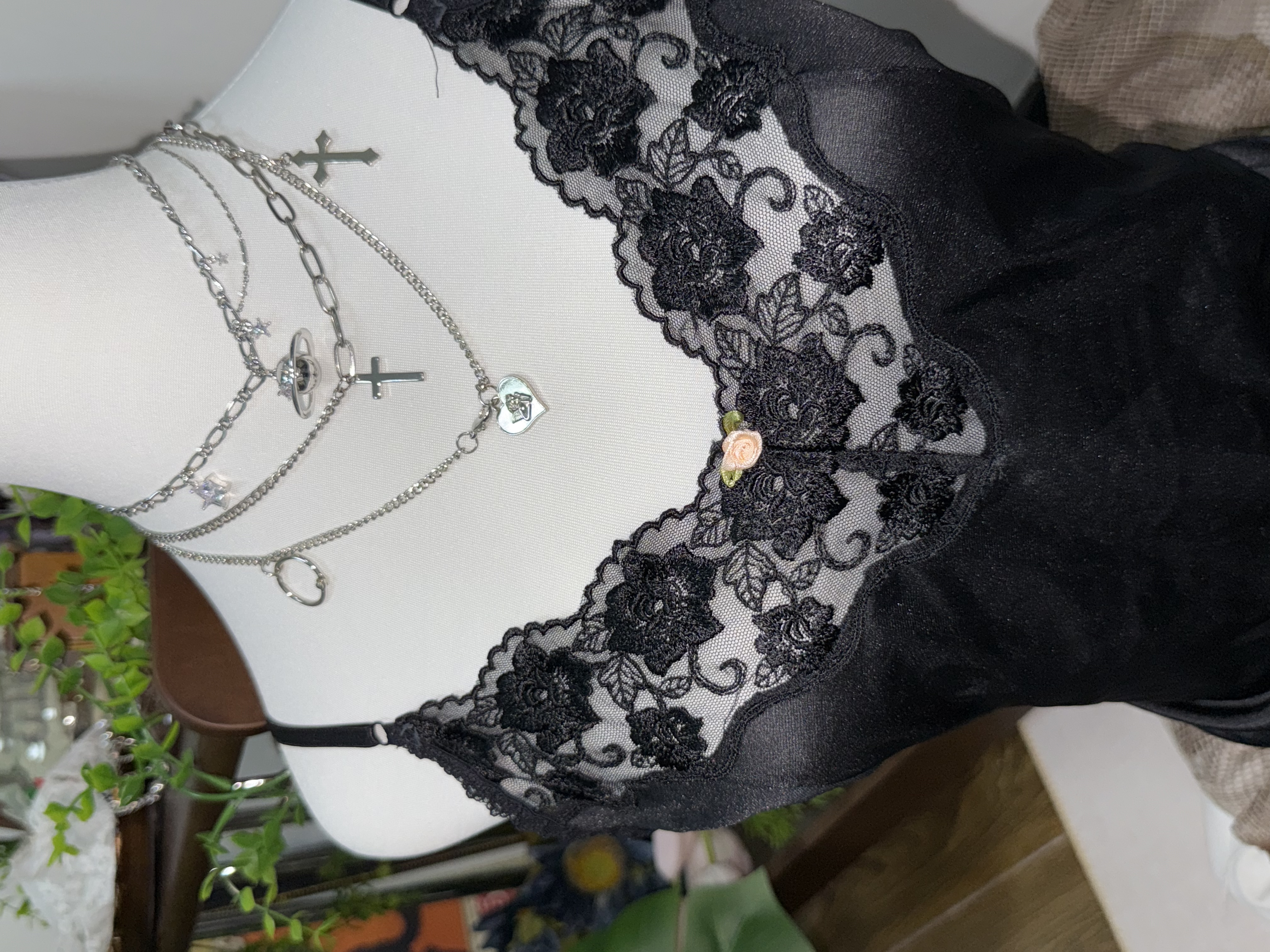 Black Lace Rose Vest