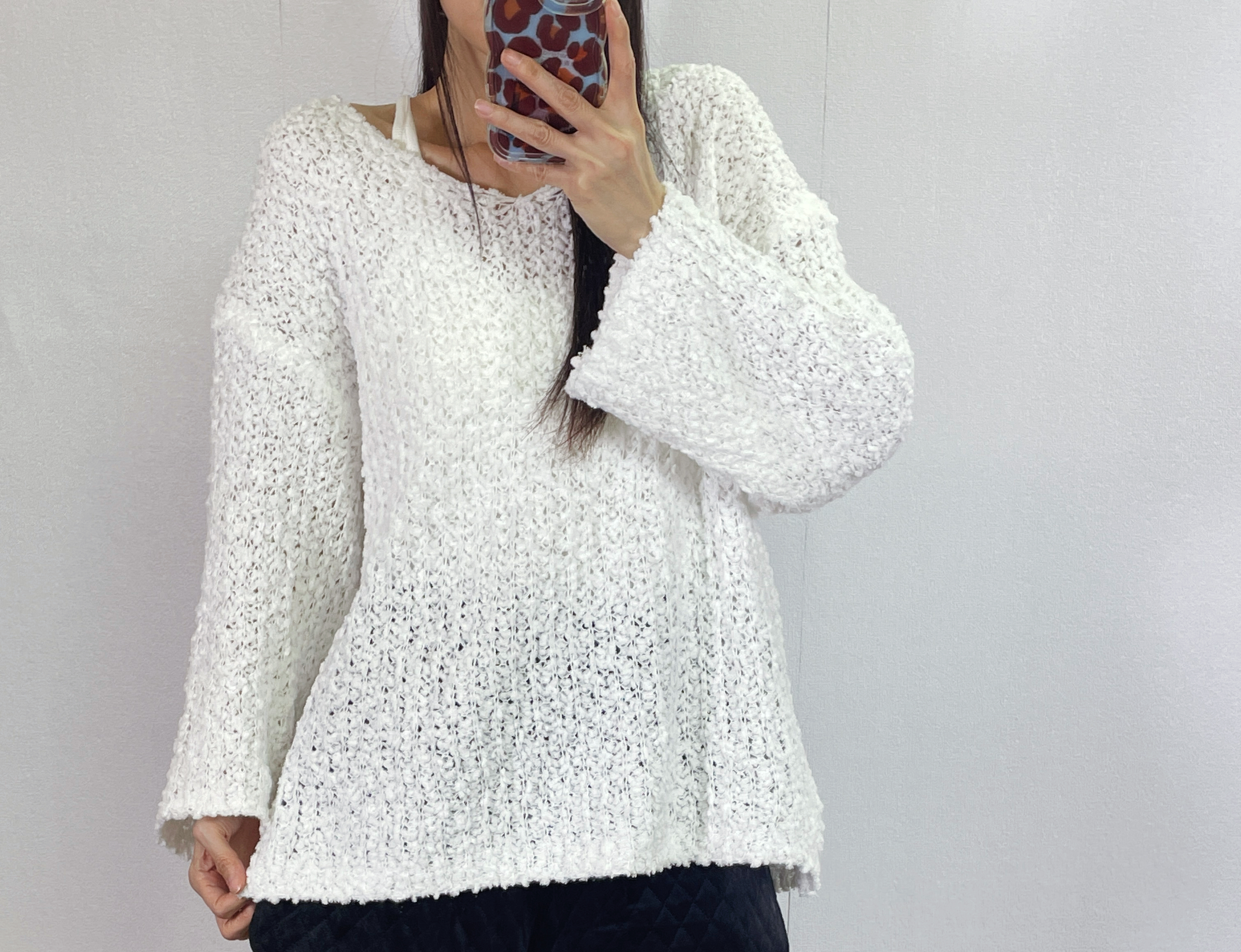 K5530 毛巾針織料V領長身top