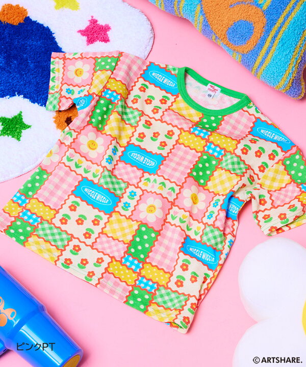 🇯🇵預訂 日本直送🇯🇵Markey’s x Wiggle Wiggle四色圖案滿印華夫格短袖T恤