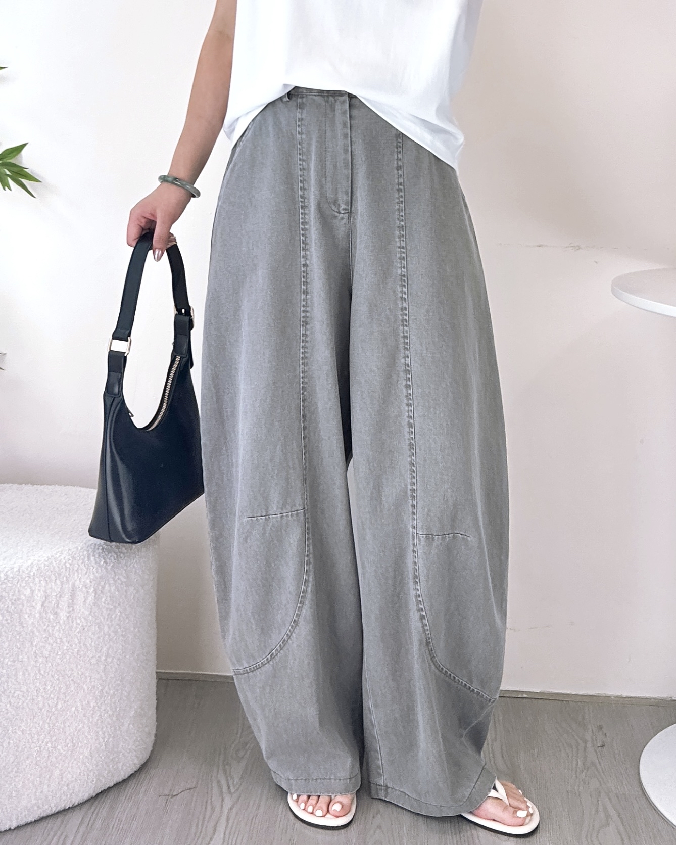 高質滑身超薄繭型牛仔褲 2色