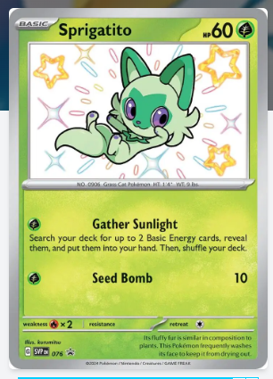 Pokemon TCG Card Game-SCARLET AND FLAME PROMO-076-SPRIGATIO