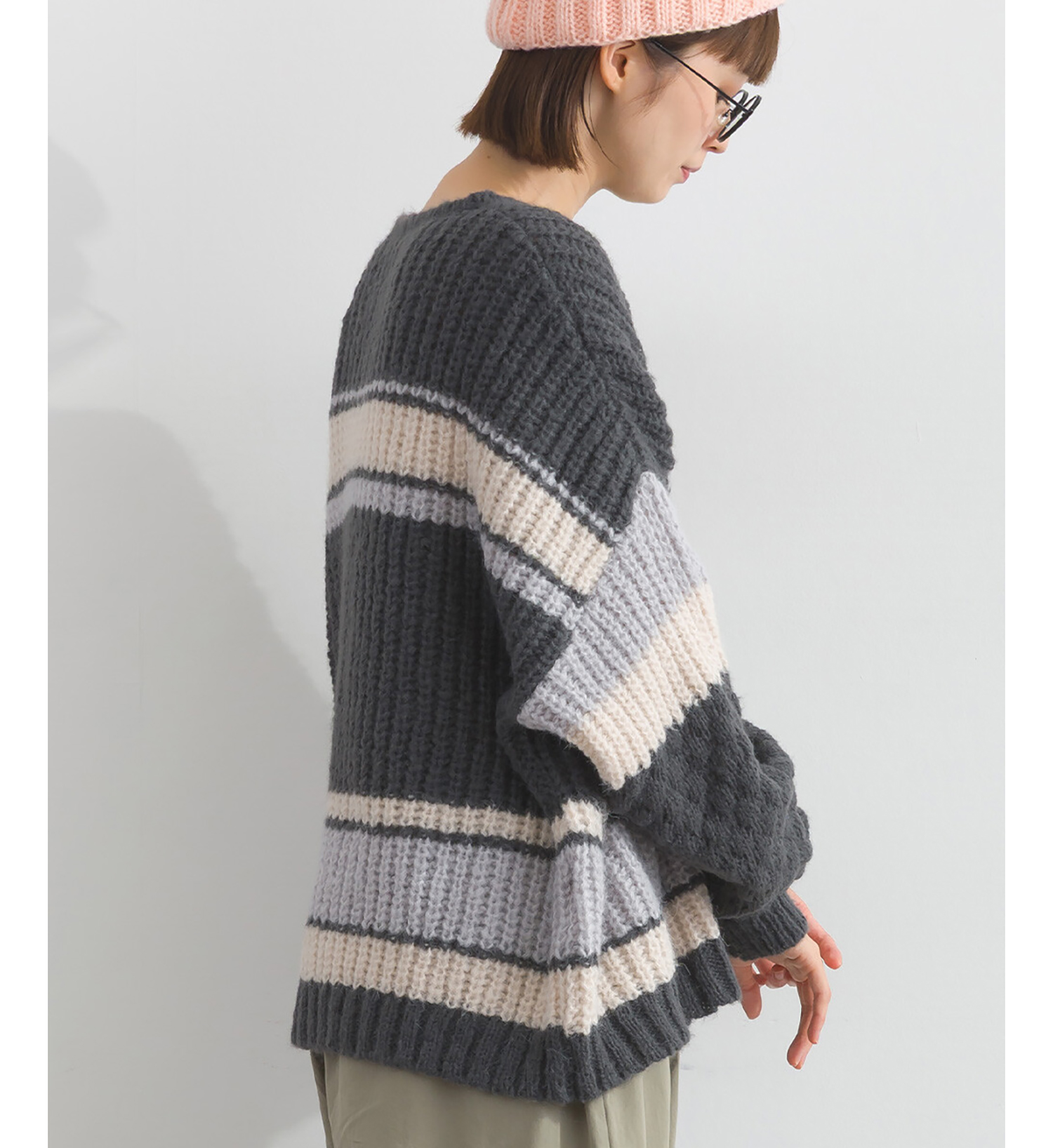 LP - 北歐橫紋毛衣 (碳灰色)