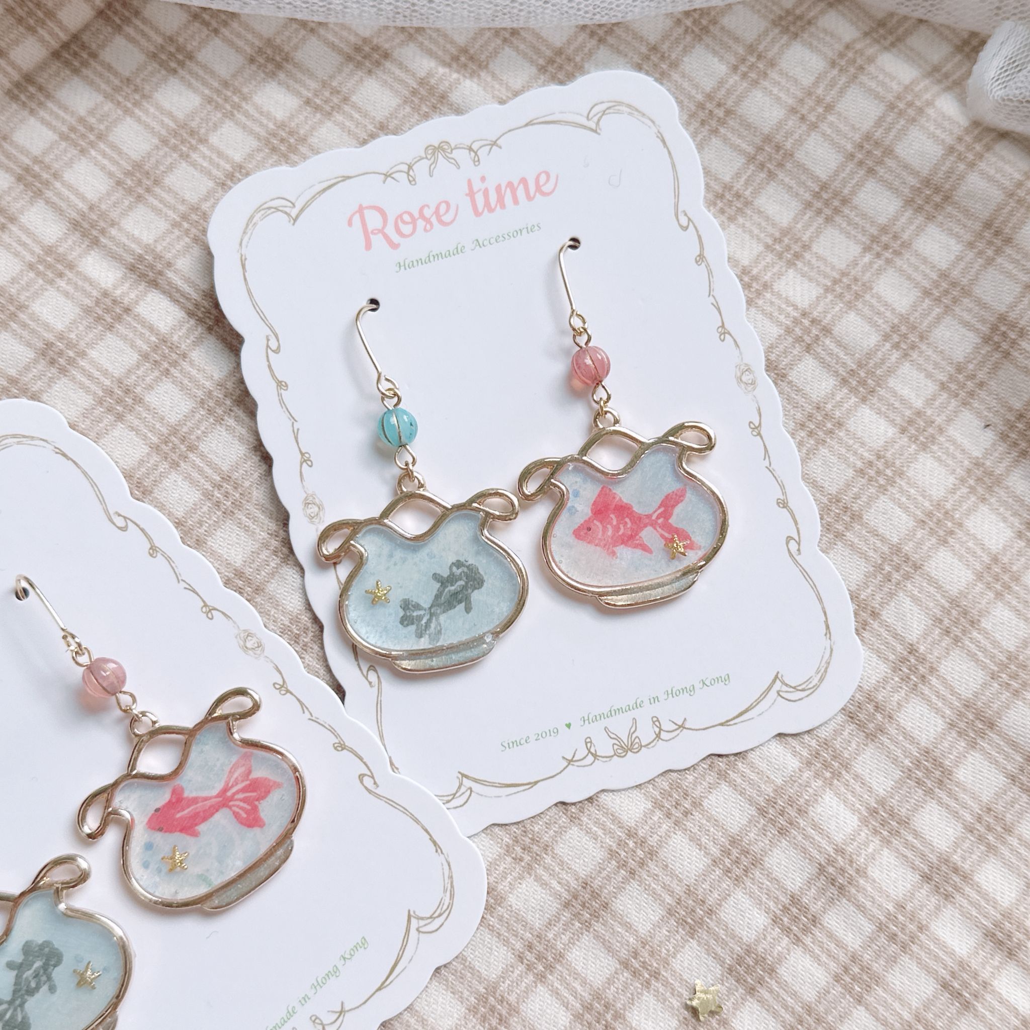 手繪 日本夏日祭金魚缸耳環