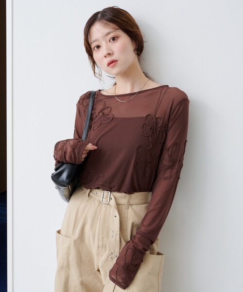 花花刺繡薄紗上衣【JT025】