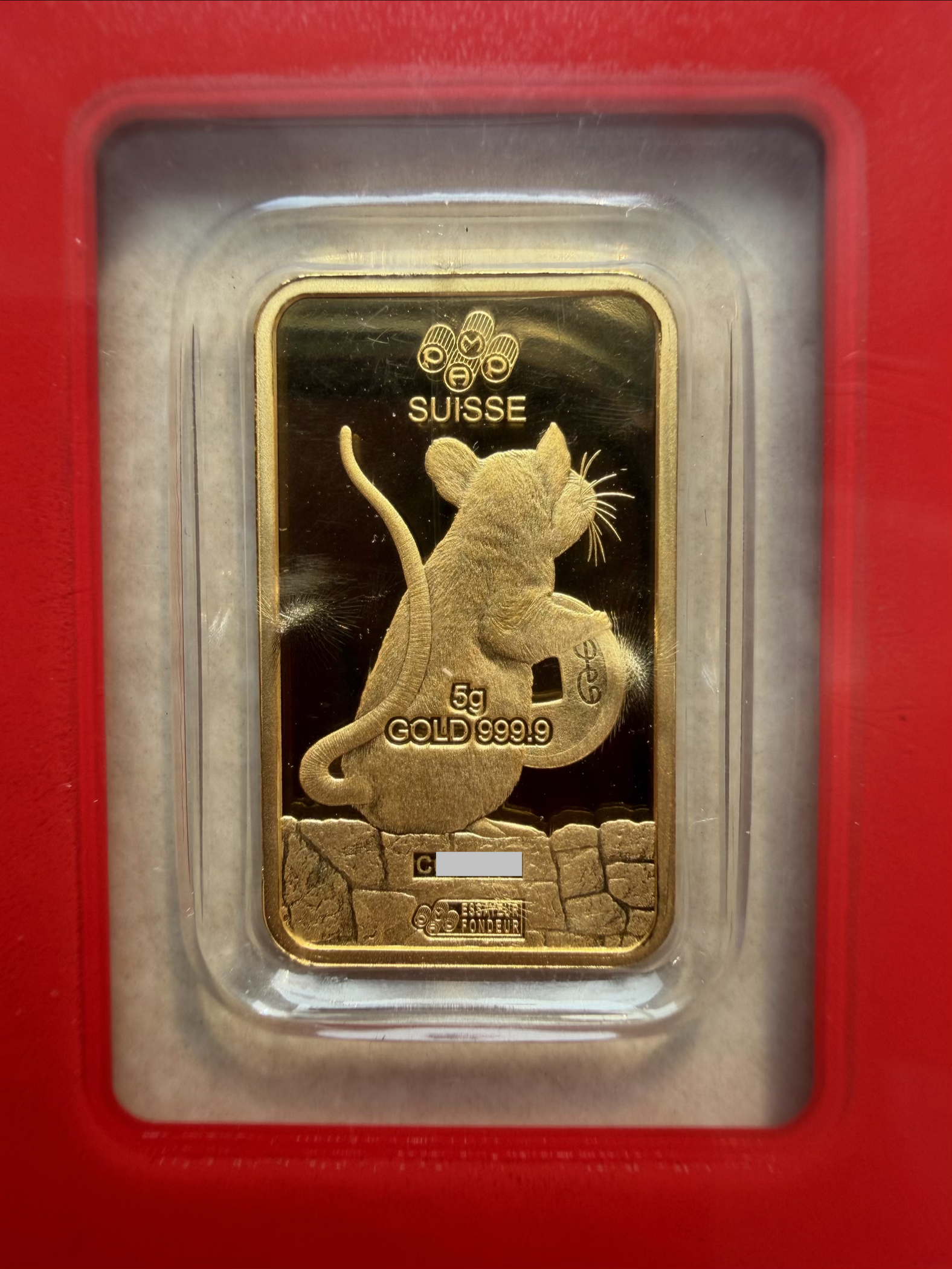 (SN7280) PAMP Lunar Rat 2020 5g🇨🇭Swiss Fine Gold Bar Emas 999.9 生肖鼠