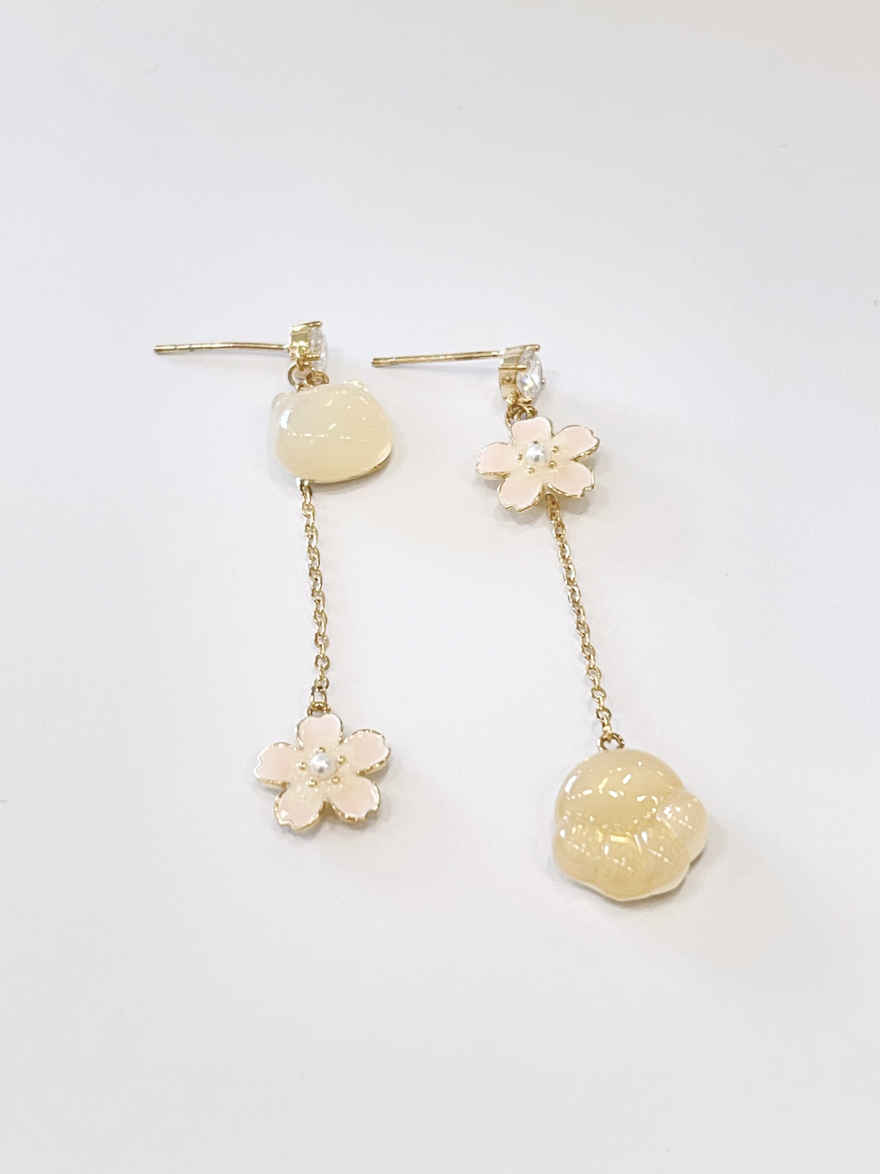 不规则小猫花花主题耳环