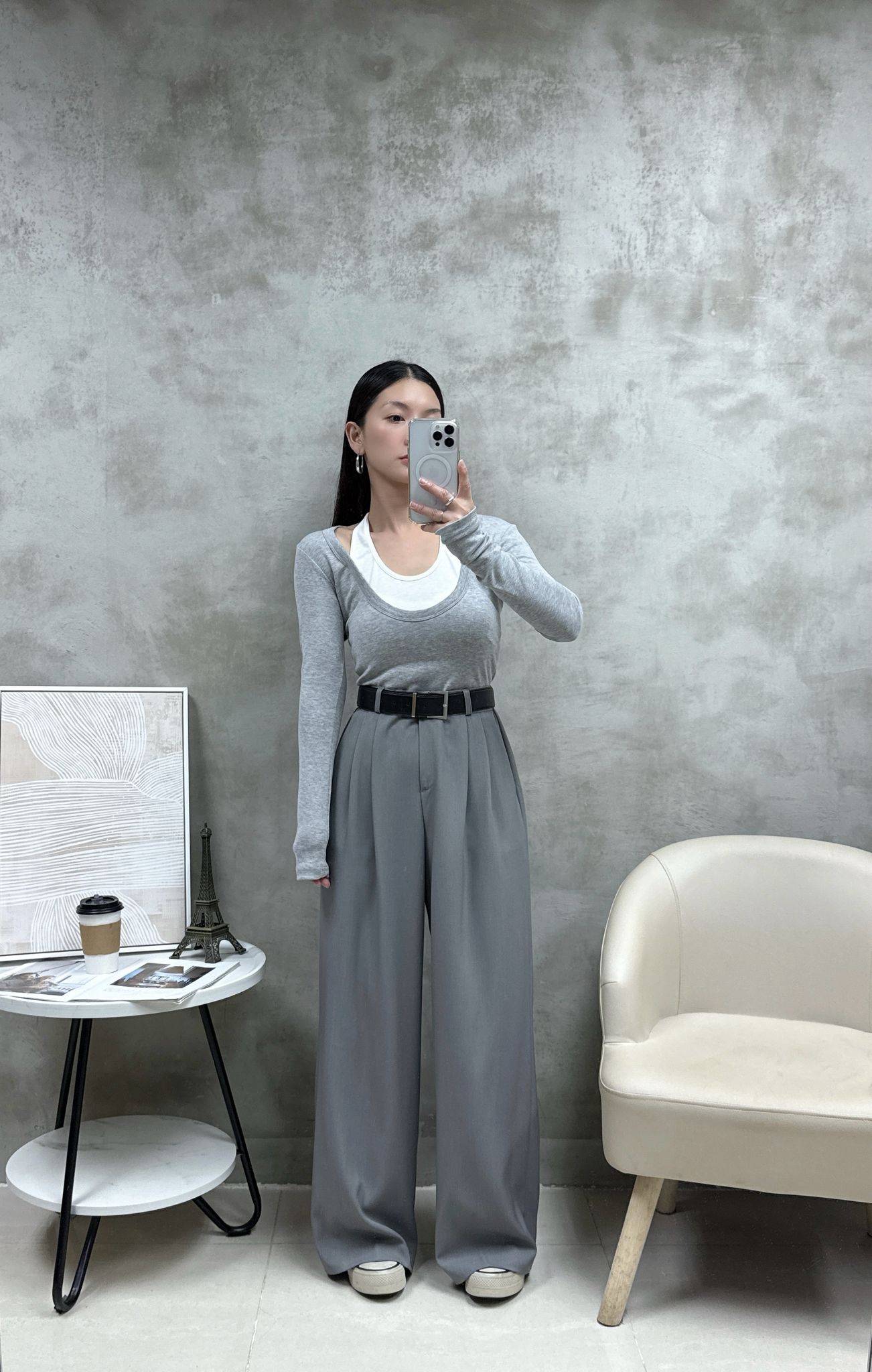 C06 假兩件拼色Top