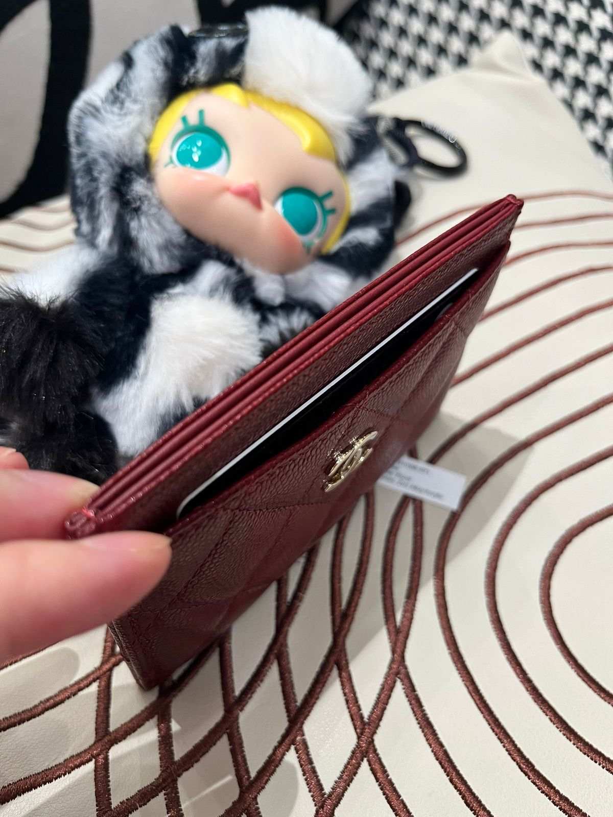 未使用品Chanel card holder 酒紅色荔枝牛皮 100%Authentic,unused✅28card✅dust bag