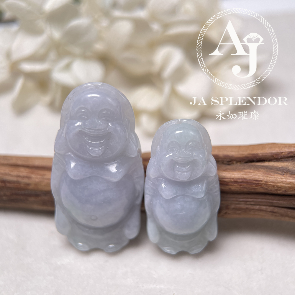 JN-1004/1006 天然翡翠A玉 春彩紫藍平安站佛-親子/情侶吊墜