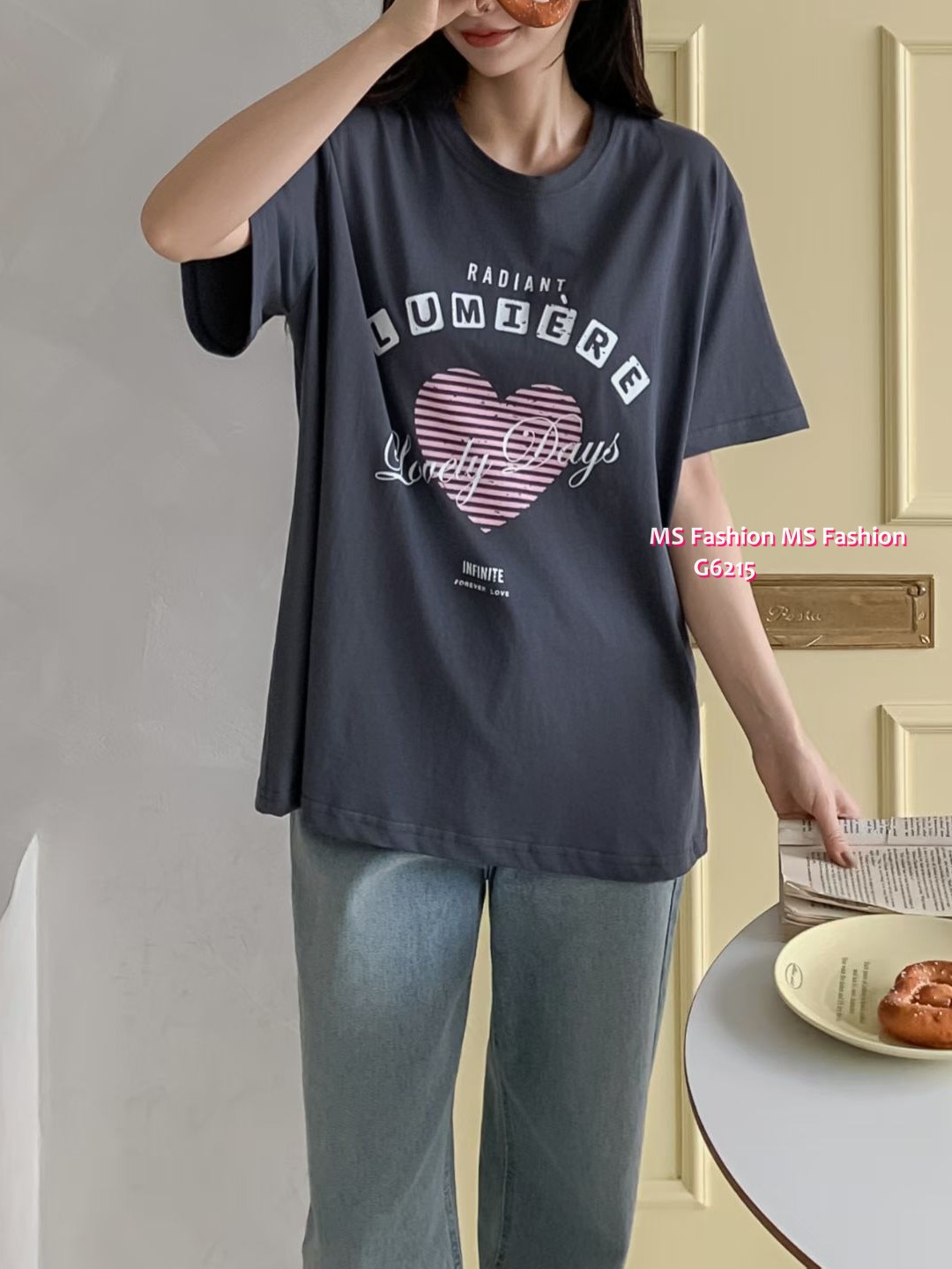 G6215 韓國🇰🇷心心字母tee