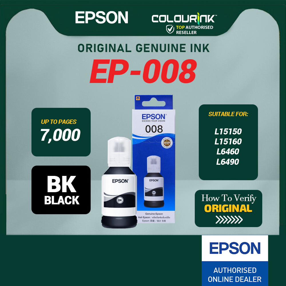 Epson Original Genuine 008 Pigment Ink Tank T06G100 T06G200 T06G300 T06G400 L15150 L6550 L6460 L6490 L15160 L15180