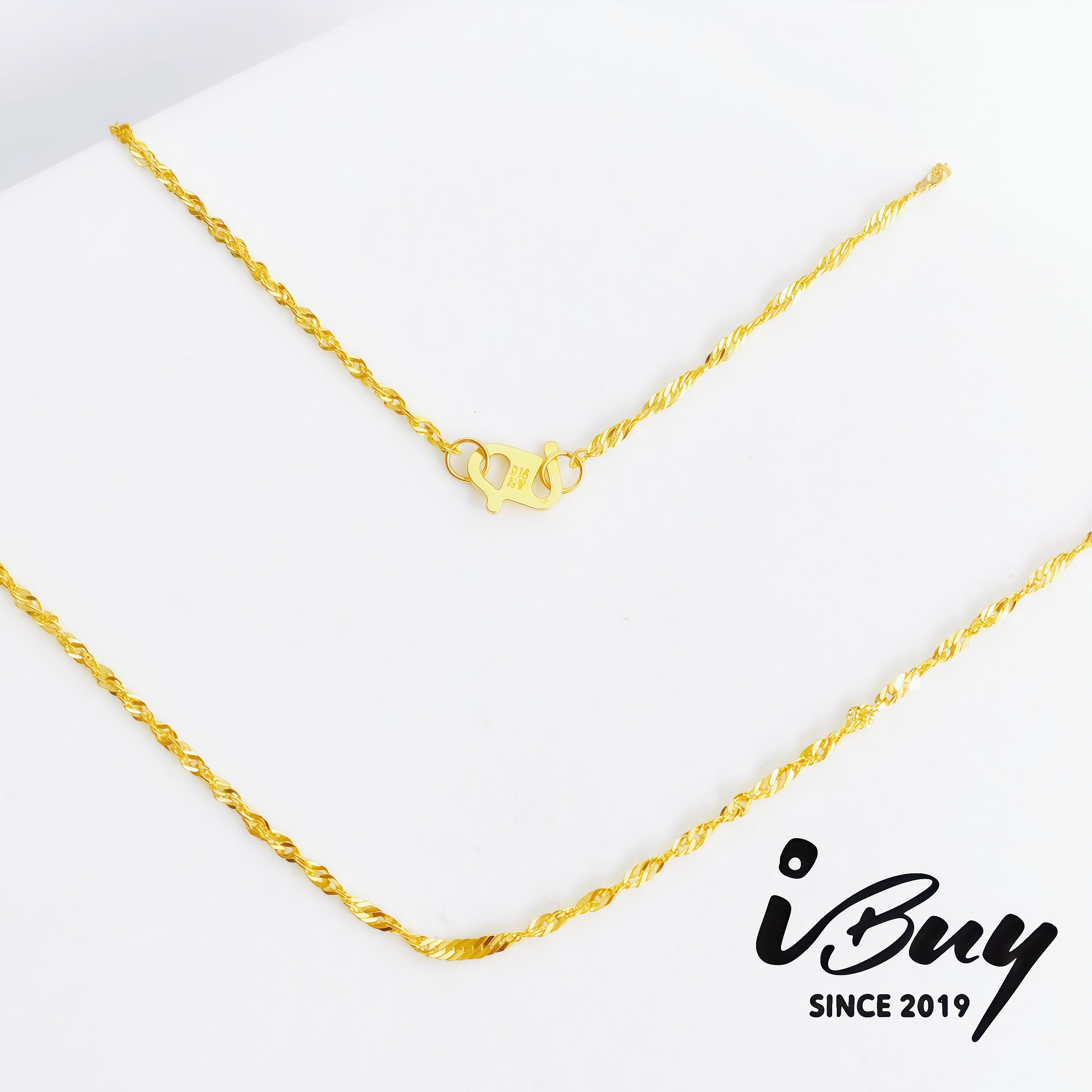 916 GOLD 1MM DISCO CHAIN NECKLACE 916 金 1MM 水波项链