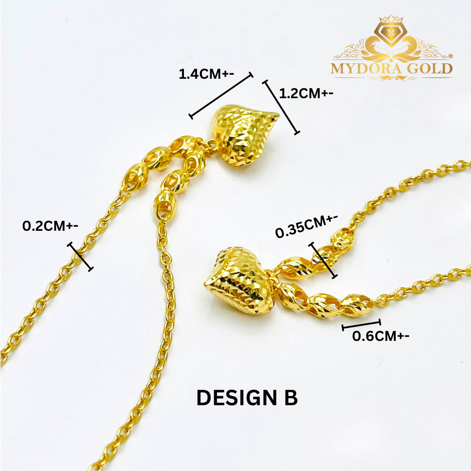 MYDORA Rantai Leher Sauh Choker Siput + Love Pahat | EMAS 916/22K