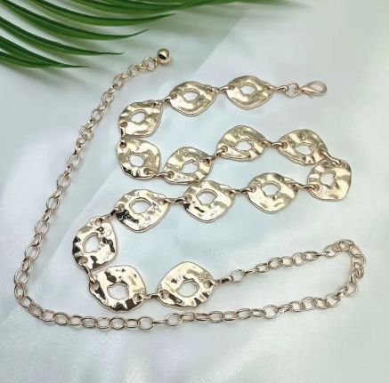 Waist Chain with Geometric Metal Design Belt