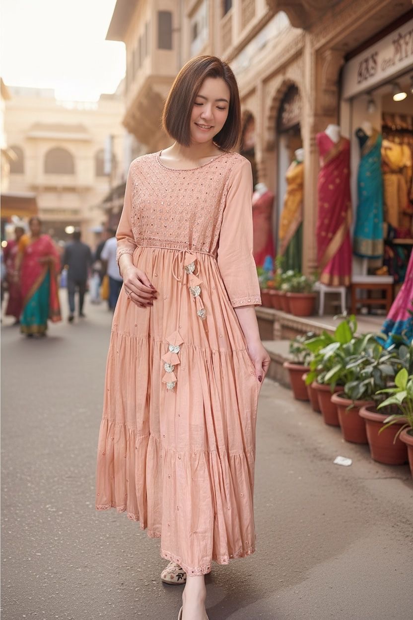 Baby Pink 4-leaf pattern Emb. 3-layer OP #1015