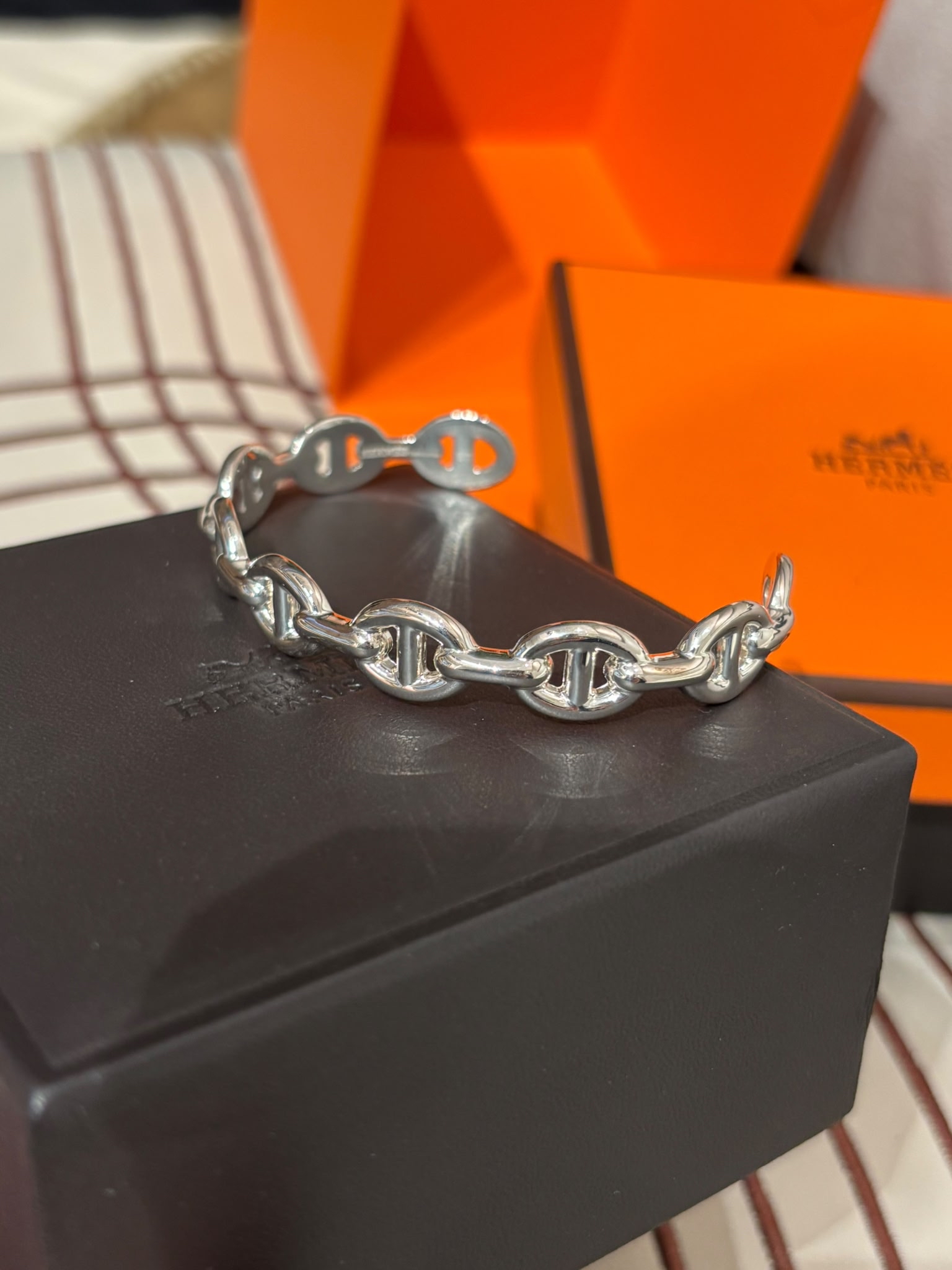 全新 HERMES 925 CHAINE D ANCRE Enchainee bracelet 純銀 豬鼻手鐲 ST16.4cm 100%Authentic,100%new 全新貨品✅收據✅Box