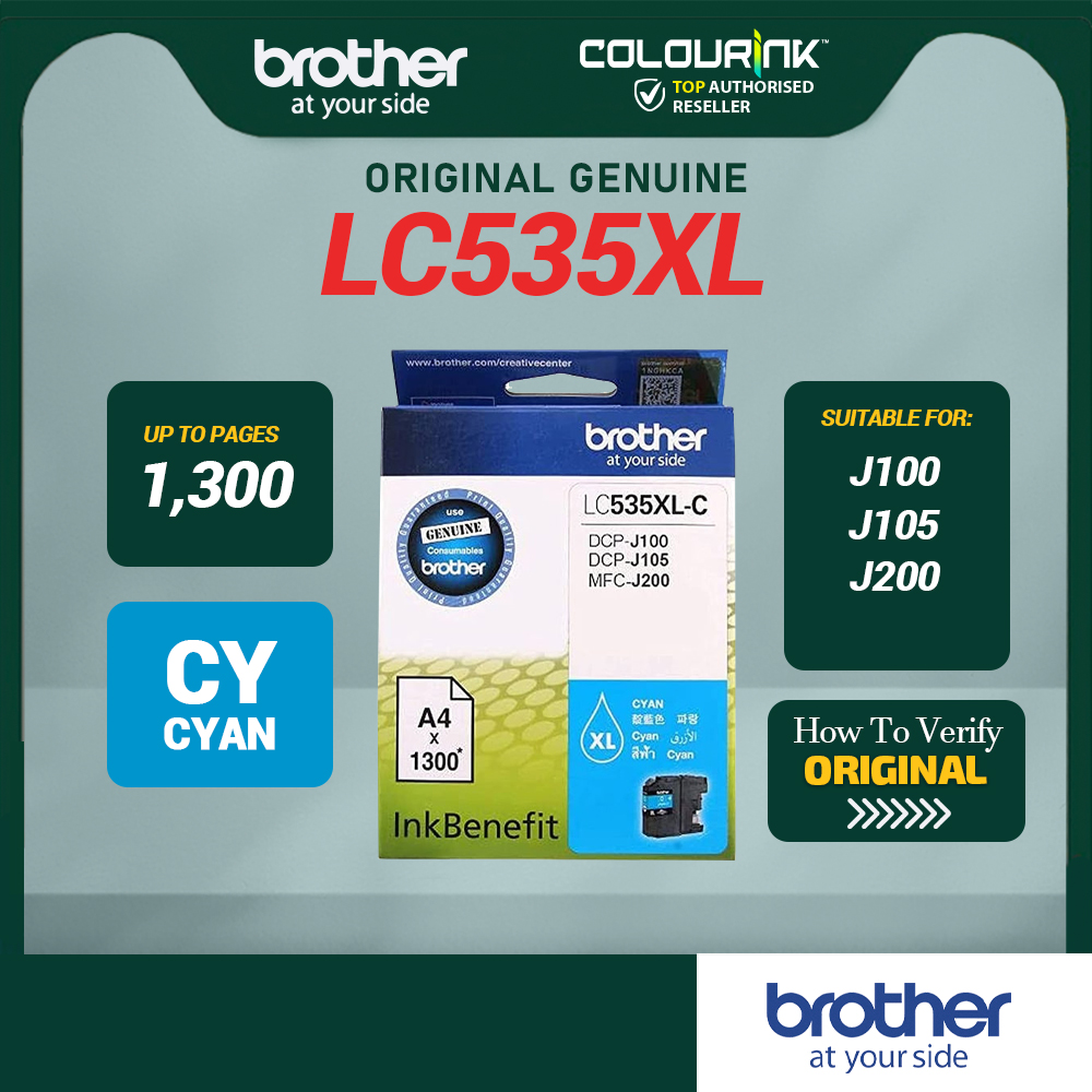 Brother Original Genuine LC535XL C Original Cyan Ink Cartridge DCP-J100 DCP-J105 MFC-J200 LC535XL LC539XL