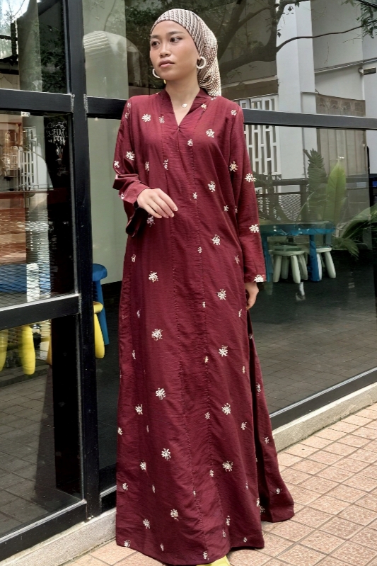 EMBUN Embroidery in Burgundy