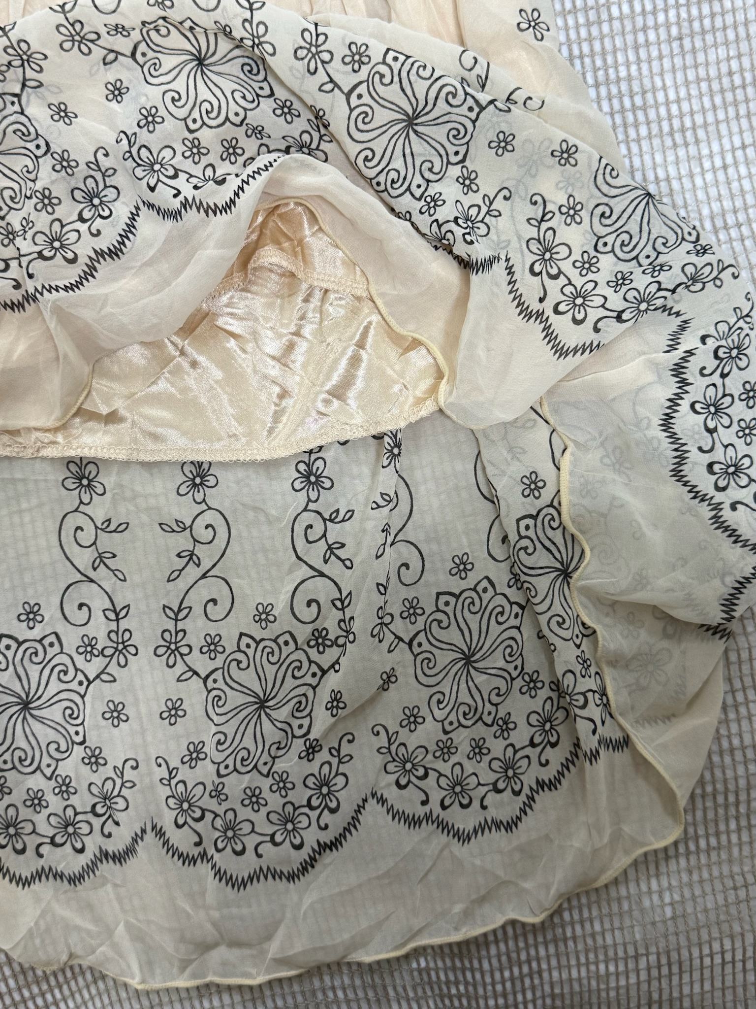 Fairycore Botanical Vine Apricot Pleated Skirt 