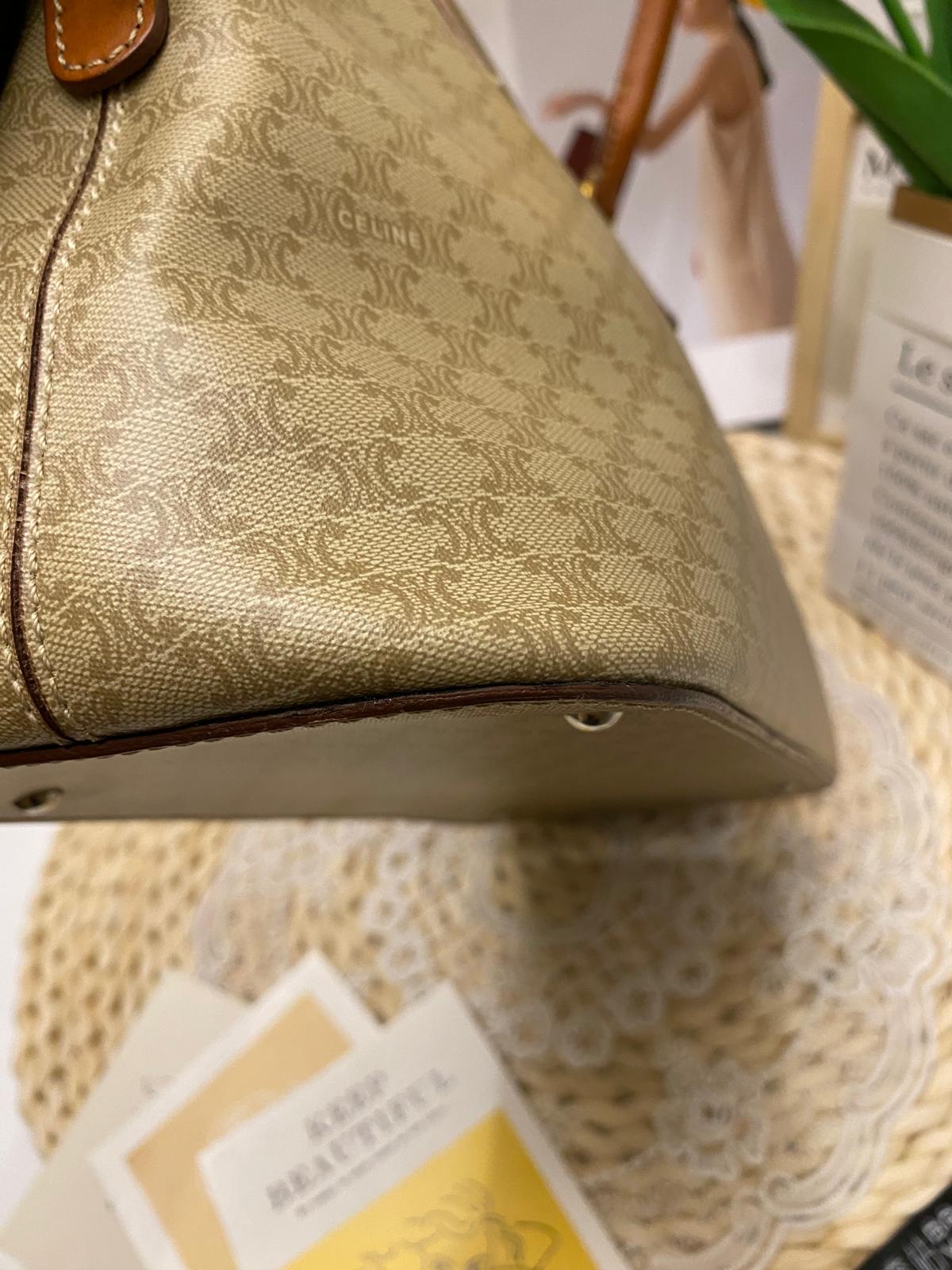 Celine Vintage Macadam Triomphe Dome Bag (米色)