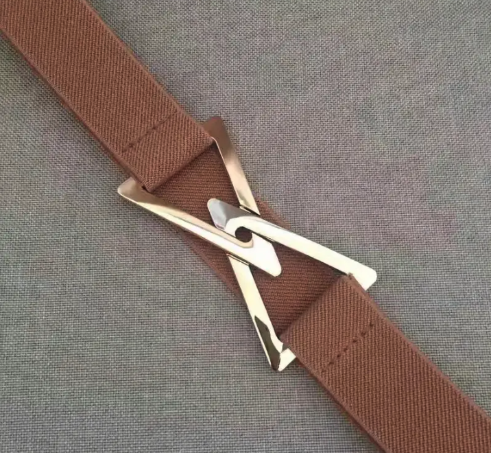 Stylish Triangle Buckle Belts Black Casual Elastic Waistband