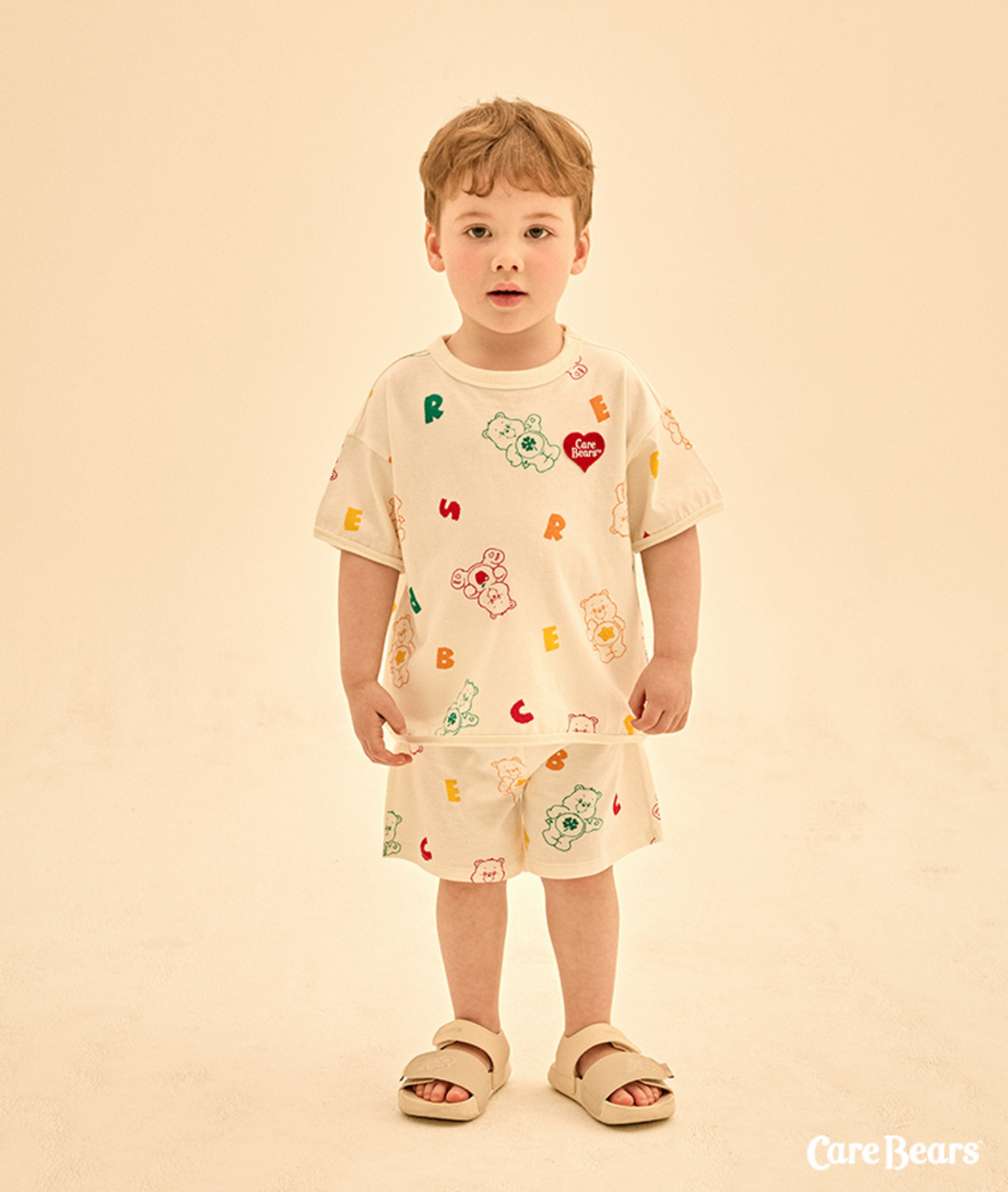 ☀️預訂 韓國直送☀️🇰🇷正版Care Bears小熊字母滿印短袖上下套裝