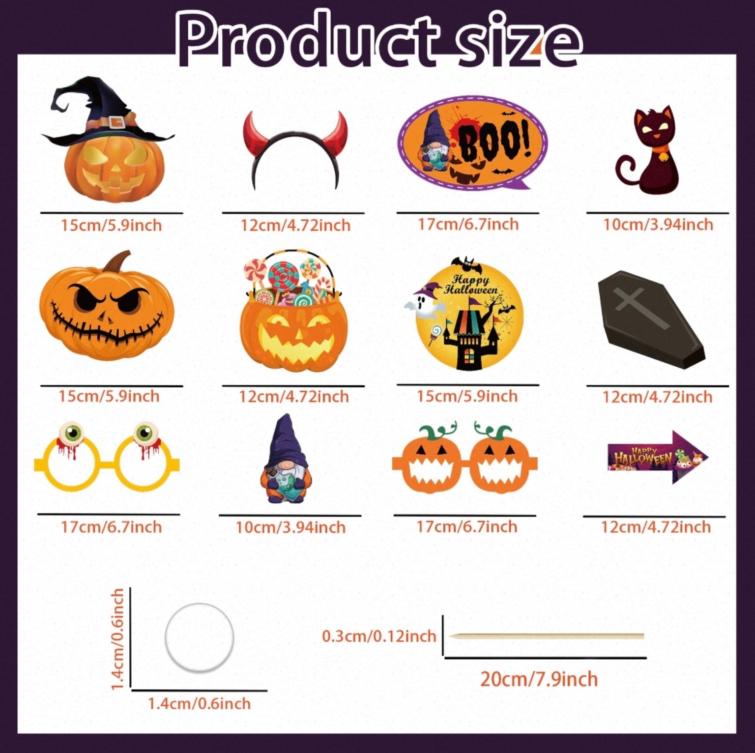 19件萬聖節拍照道具套裝｜Halloween Photo Booth Props 派對打卡佈置 PTY2002