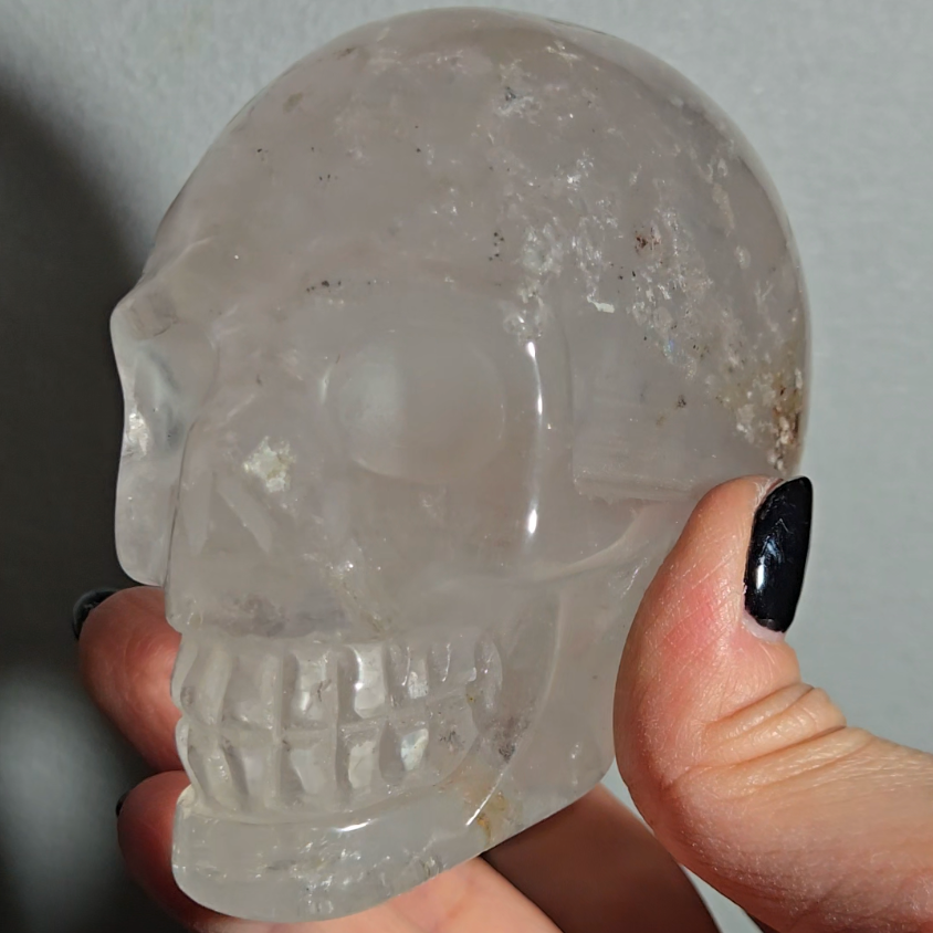 Clear quartz skull with rainbows - CQ49