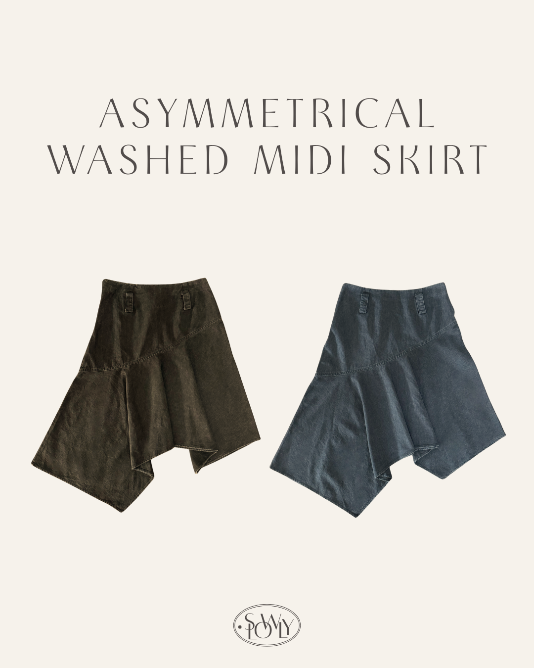 不規則洗水感半身中長裙(兩色入/兩個尺碼)