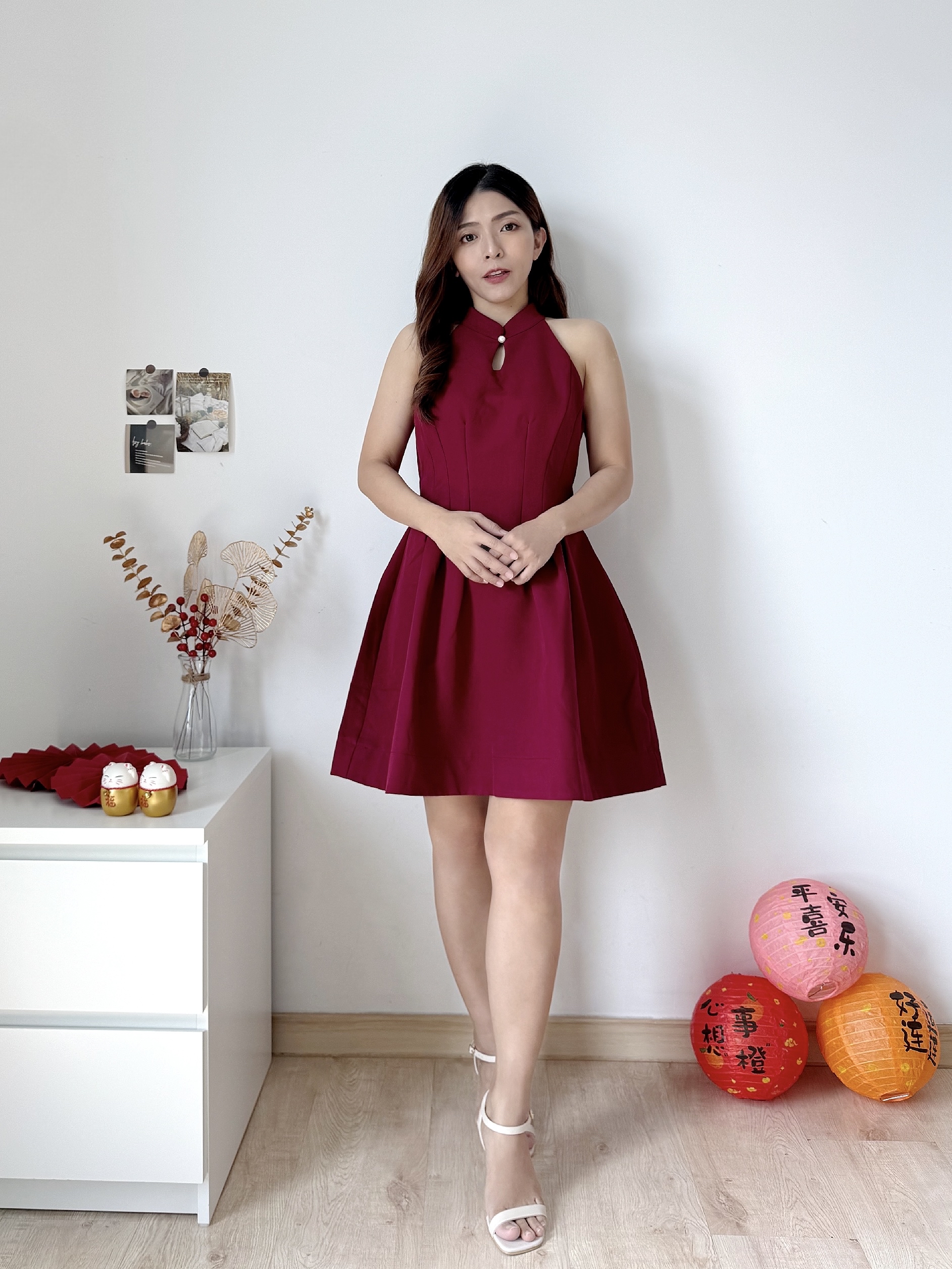 Jade Grace Halter A-Line Flare Dress锦色年华.气质简约挂脖连衣裙(3 colours)Premium Quality