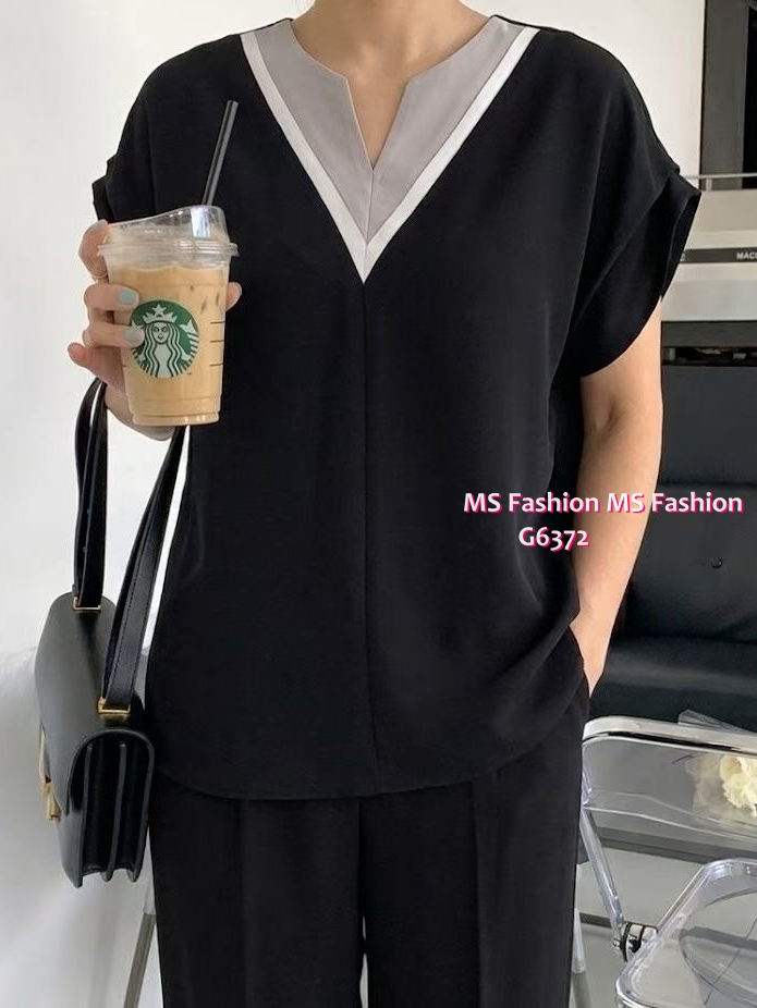 G6372 韓國🇰🇷高質靚料拼色領top