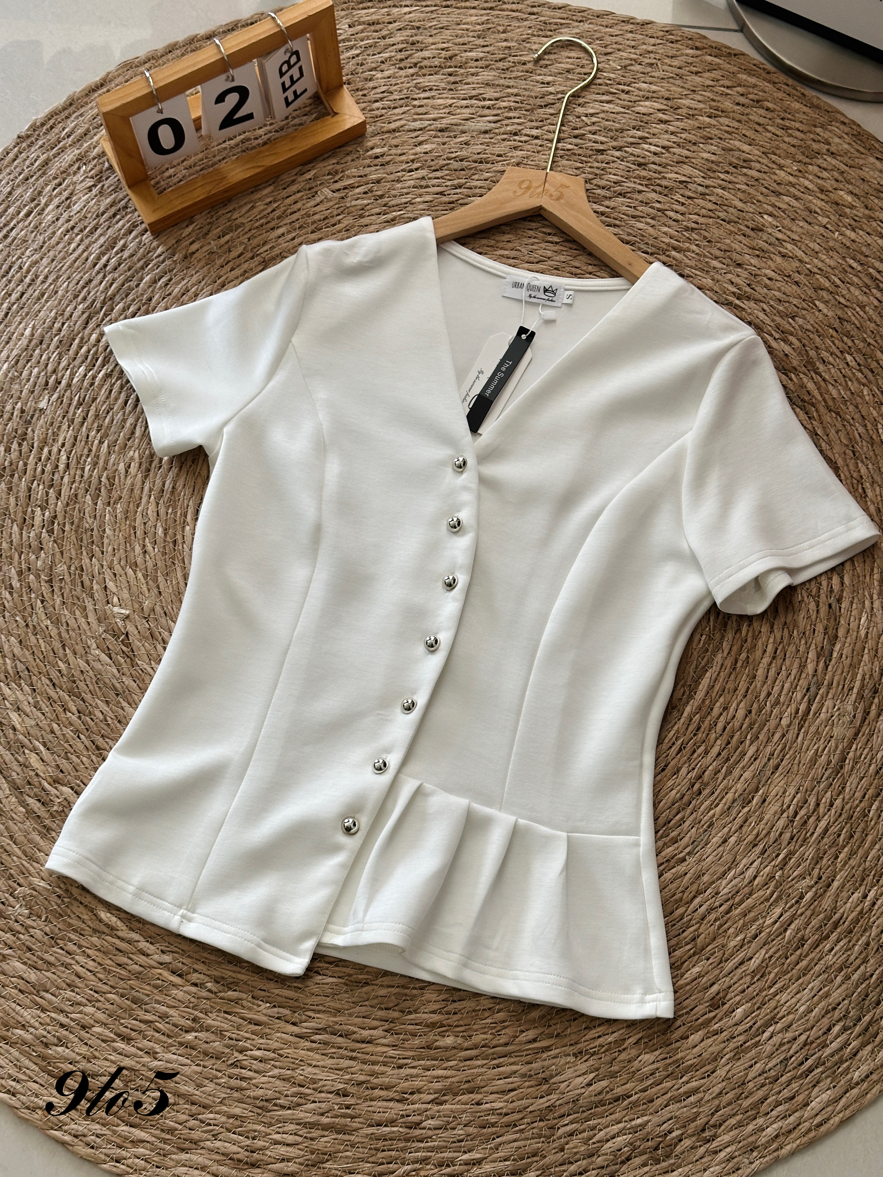 T3944 V Neck Side Pleated Top - 3 Colors