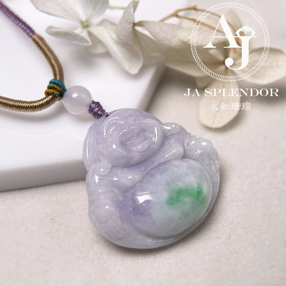 JNK-217 天然翡翠A玉 冰糯椿彩笑口常開大肚佛公吊墜