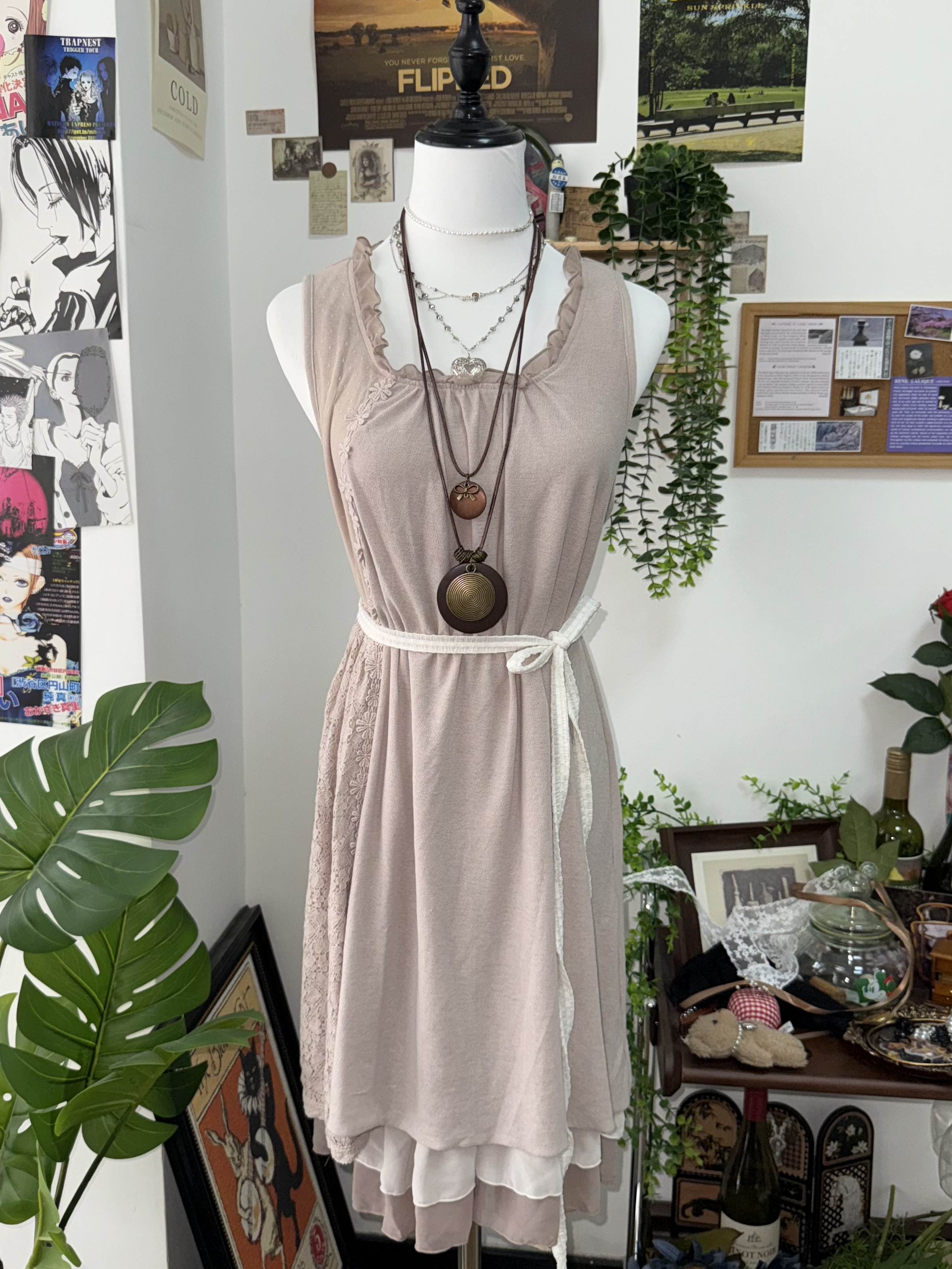 Mori Dusty Rose Sheer Lace 3-Piece Set