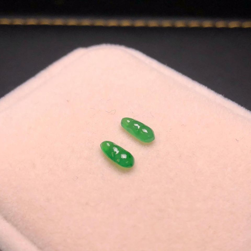 冰種滿綠翡翠福豆一對 - 1
