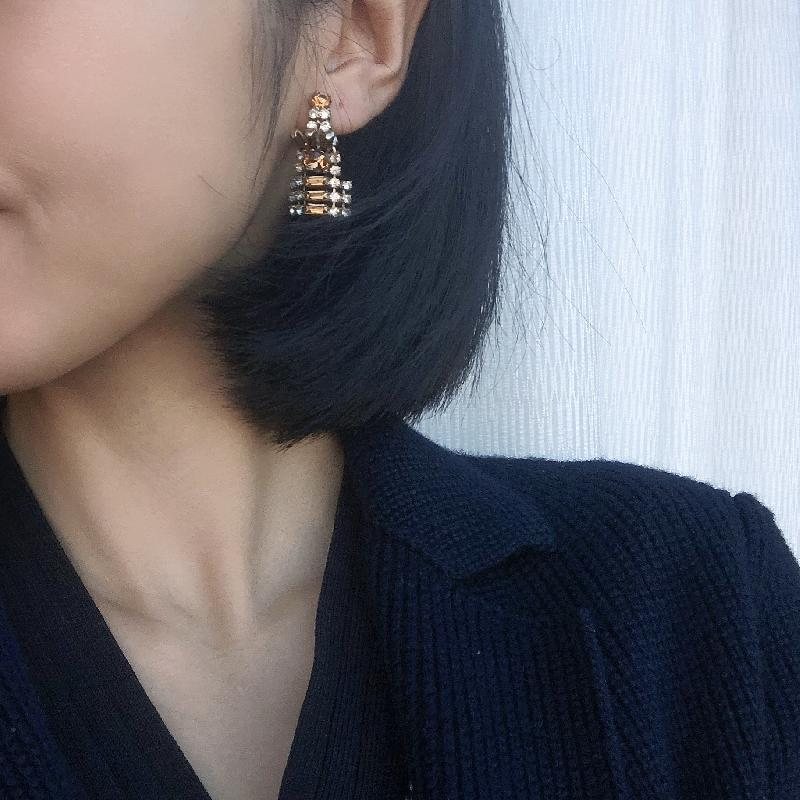C.a. 1950-60s Canadian Keyes Handcrafted Brown Quality Rhinestone Cocktail Screwback Earrings (MT1338)