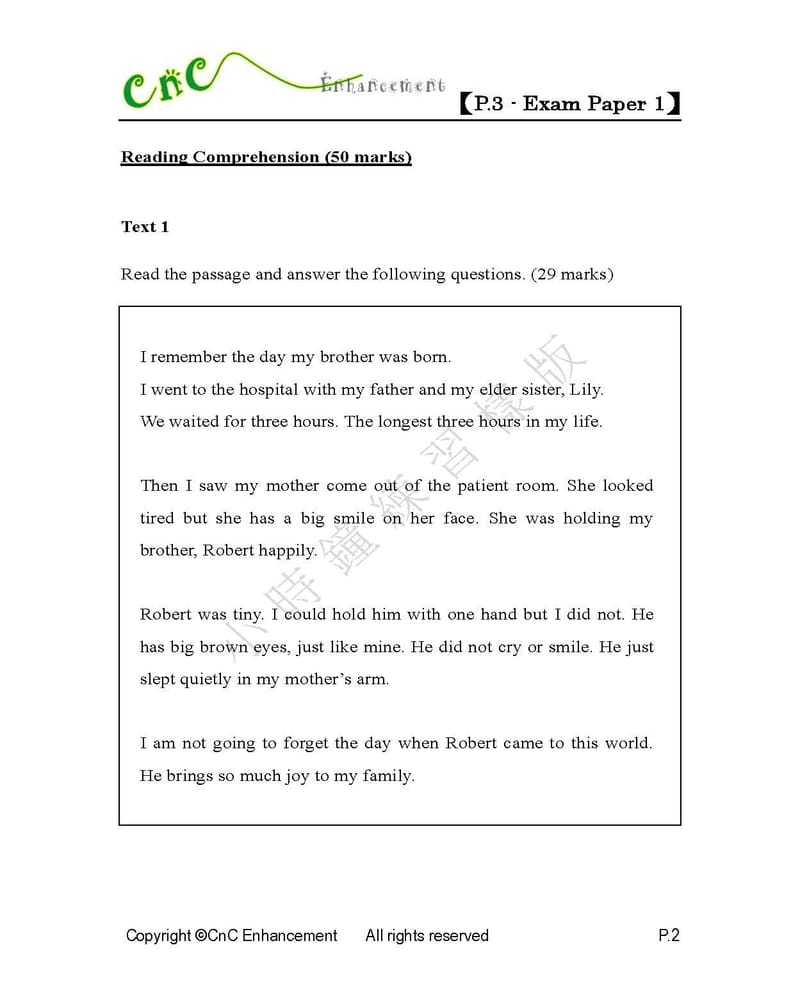  模擬試卷 (三年級)