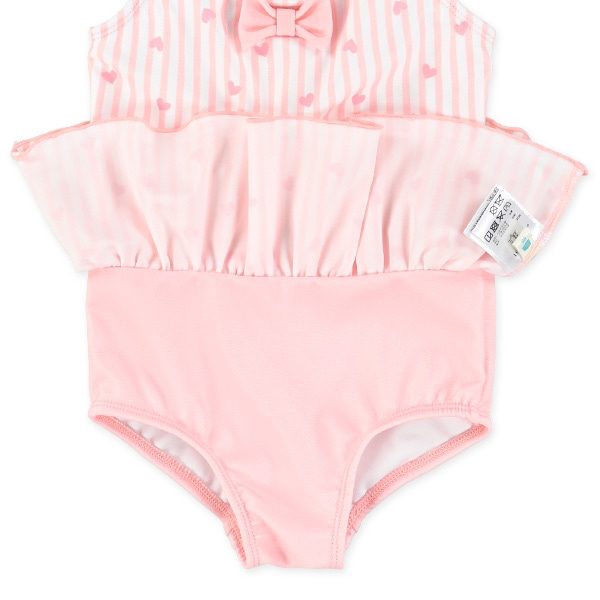 🇯🇵預訂 日本直送🇯🇵愛心滿印條紋荷葉邊連身泳衣