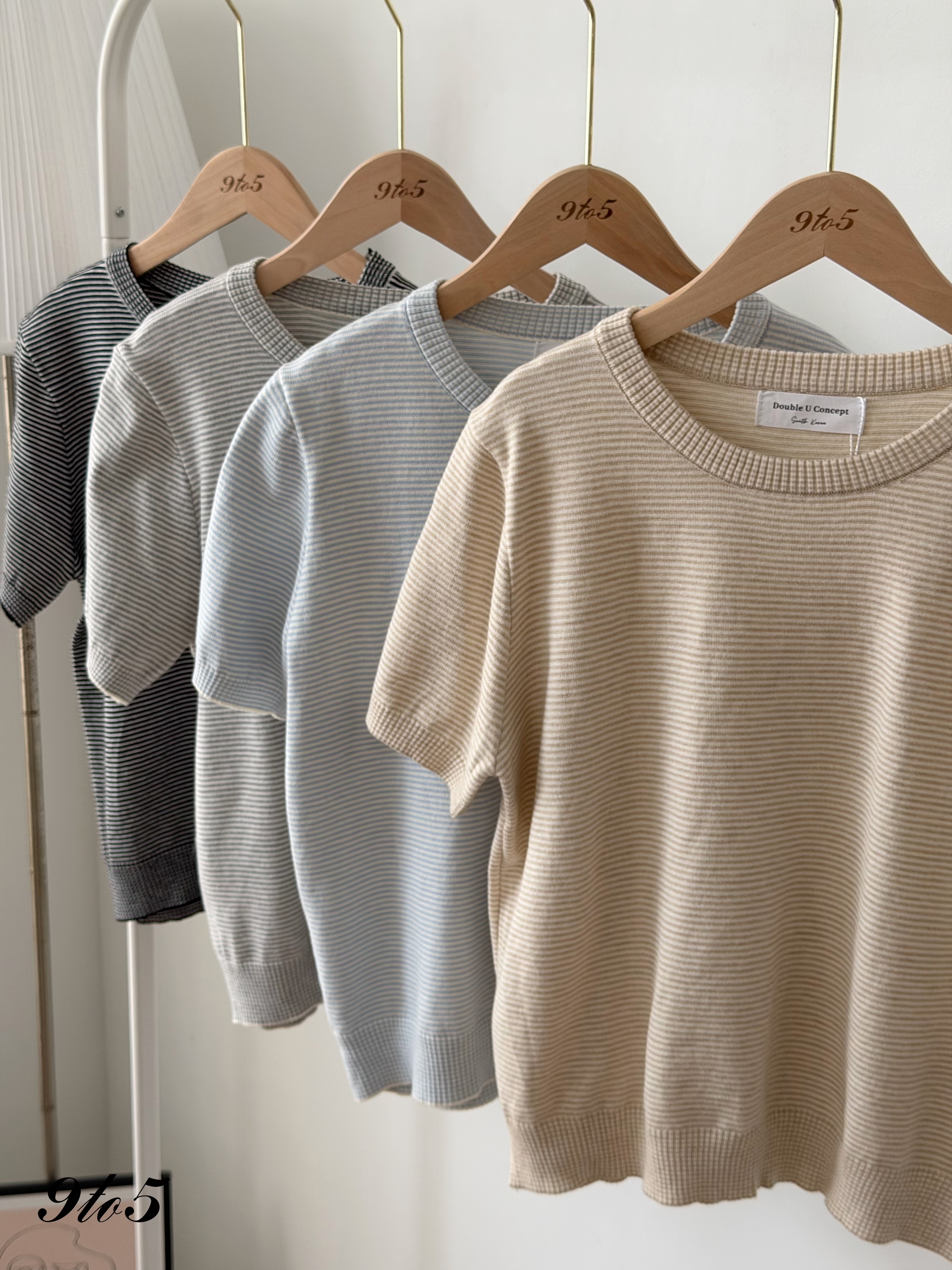 T4453 Round Neck Striped Knit Top - 4 Colors