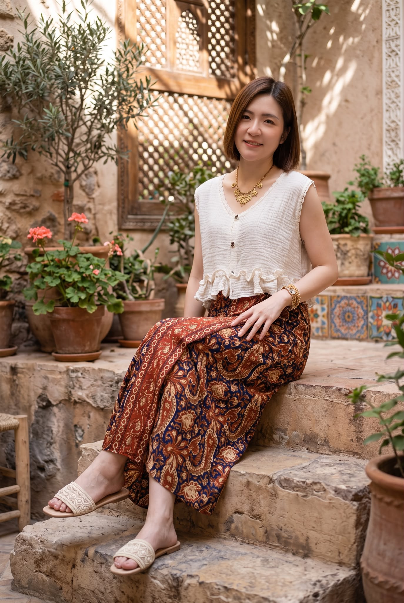 3116 Vintage Blockprint Wrap Skirt 36"
