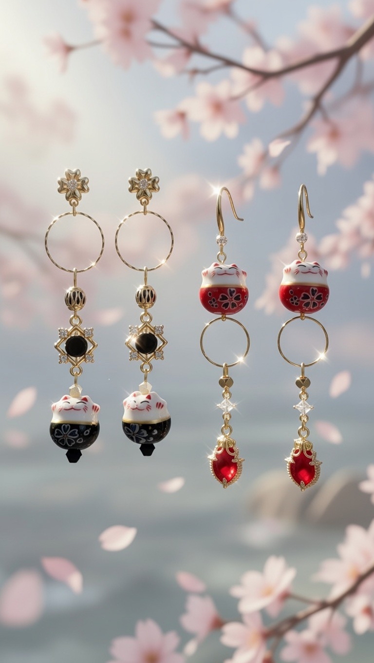 黑招財貓耳環🖤除厄