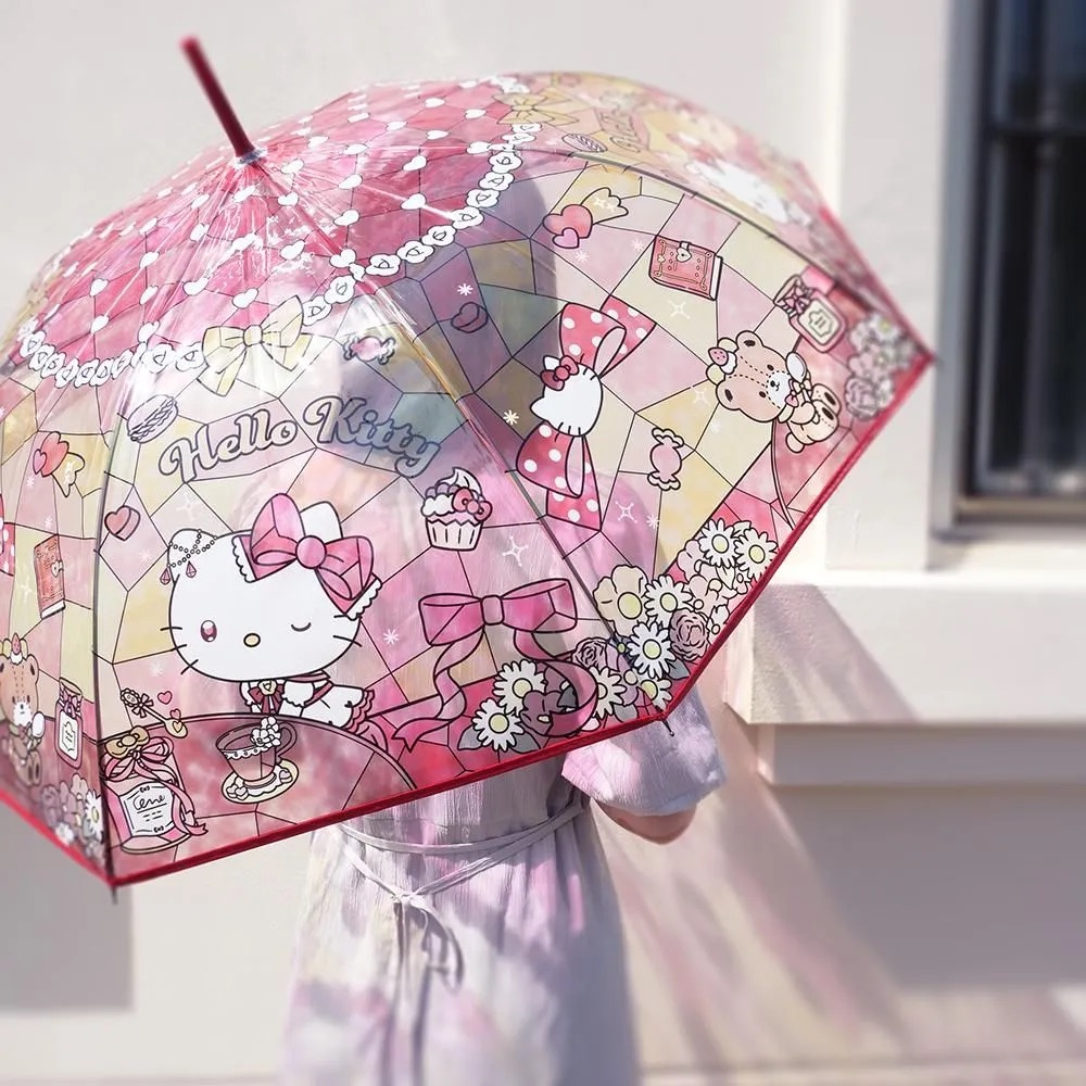 預訂 | 日本版 Kitty彩繪透明長遮雨傘(60cm)