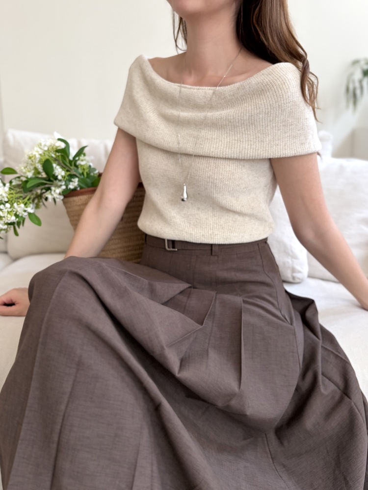 Linen Off Shoulder Top (Oat)