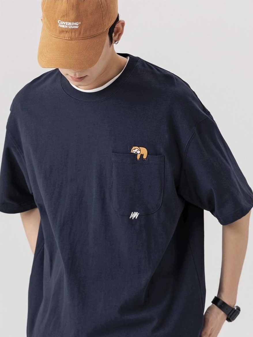 日系2色刺繡情侶Tee