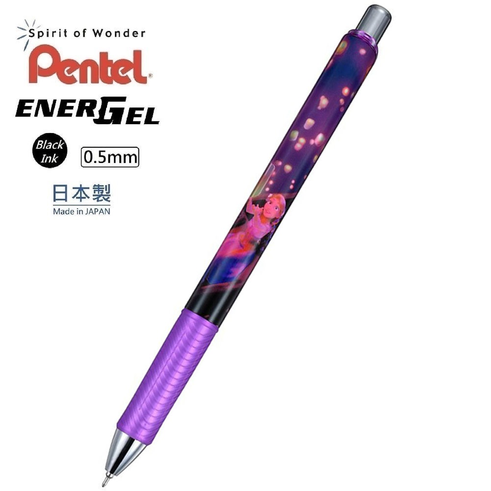 現貨｜【日本 Disney Store 限定】Rapunzel 長髮公主 日本製 Pentel EnerGel 0.5mm 黑色 啫喱筆 209008