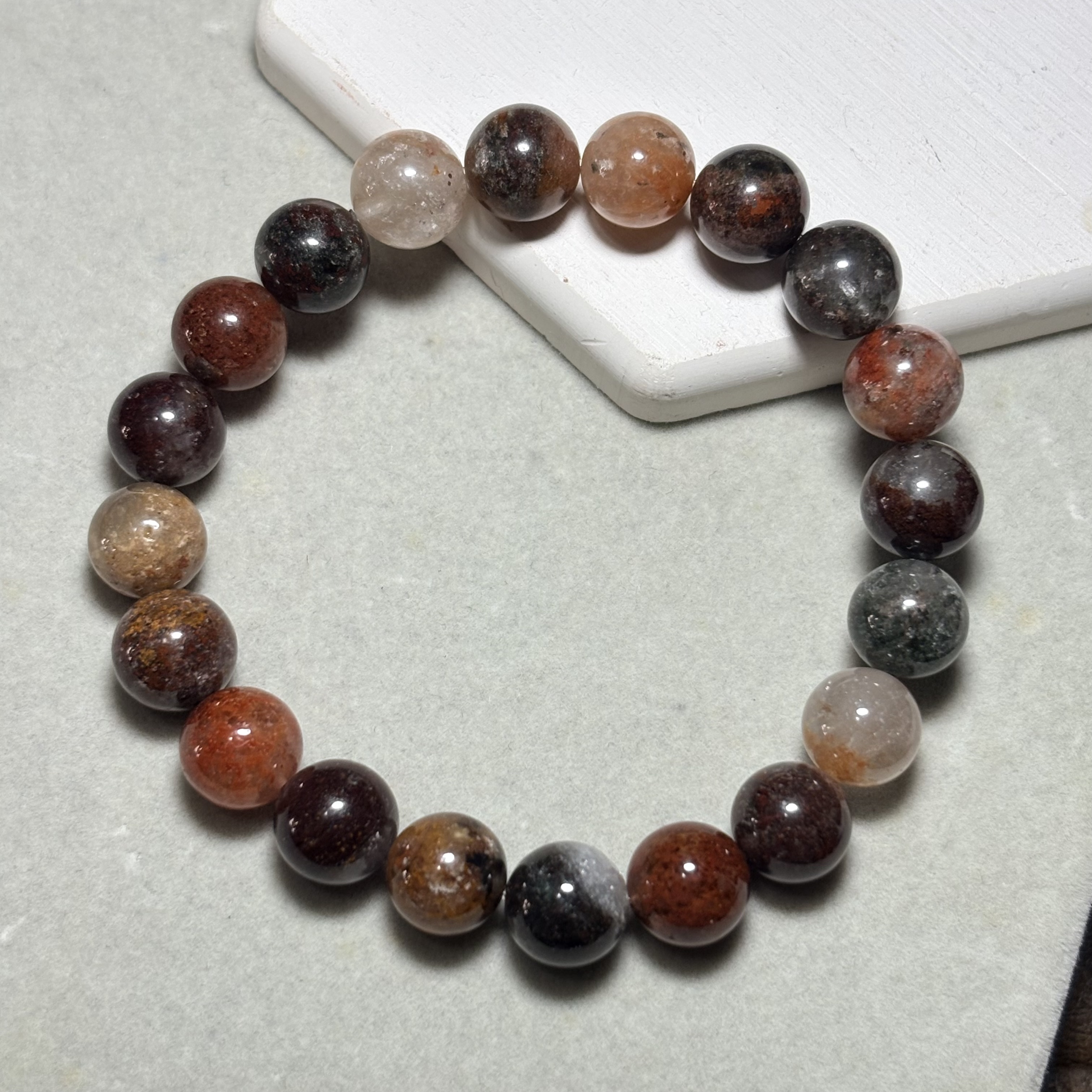 四季幽靈（彩幽靈）水晶手串 No.4580 Flower Phantom Quartz 丨10mm珠17cm手圍