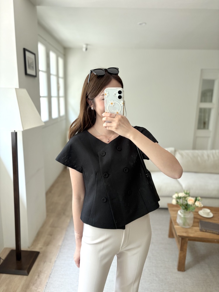 Chloe Double-Breasted Blouse (Black)